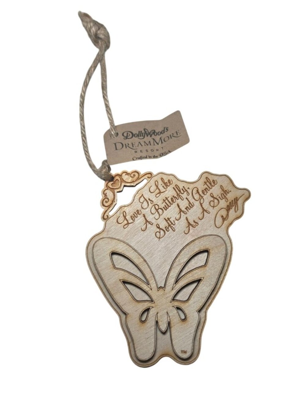 Dolly Parton Love is Like a Butterfly Ornament Christmas Wood Dollywood Dream